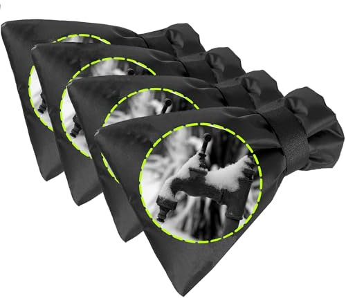 4 Stück Verdickung Außen Wasserhahn Abdeckung, Wasserdicht, Frostschutz, Kältebeständig, Thermoschutz für Garten Wasserhahn, Winterfester Beutel für Wasserhahn - 25x18cm Schwarz