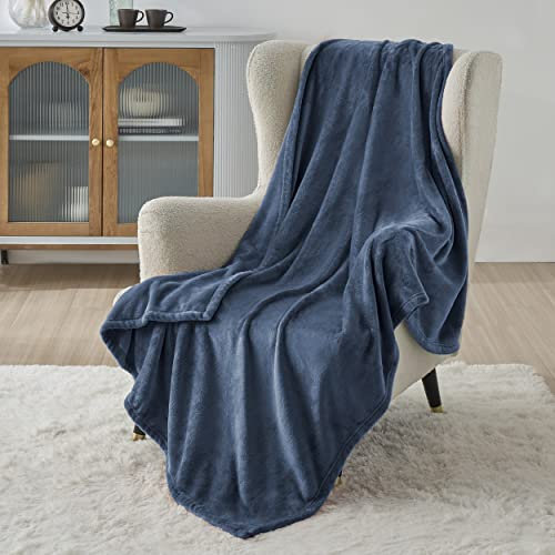 BEDSURE Kuscheldecke Flauschig Decke Fleecedecke - Wohndecke Warm Winter Weich, Sofadecke Kleine, Decke Couch Blanket, Wohn- & Kuscheldecken Kinder 130x150cm, Sofa überwurfdecke Grau Blau