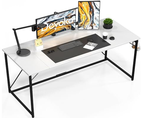 Devoko Scrivania per Computer 120 x 50 x 75 cm, Scrivania Piccola, Scrivania PC da Ufficio, Scrivania salvaspazio per Studio, Camera da Letto,Stile Industriale, Struttura in Metallo, Bianco