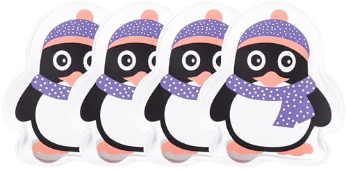 Brandsseller Taschenwärmer 4er Set Pinguin Handwärmer Taschenheizkissen Wiederverwendbare Wärmekissen Lila