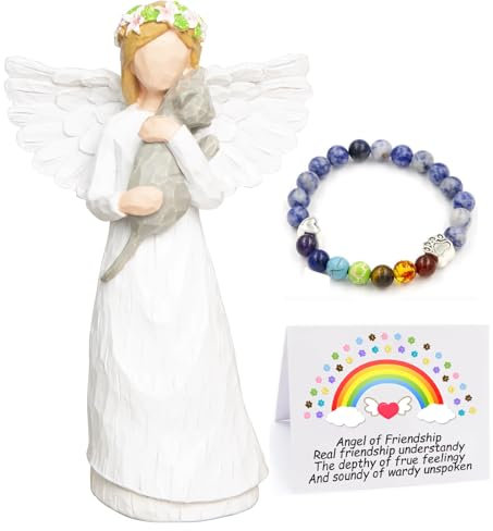 AIIQGEEK Cat Angel Memorial, Cat Memorial Gifts, Loss of Cat Sympathy Gifts for Cat Mom, Pet Cat Remembrance Gifts,Cat Statue Resin