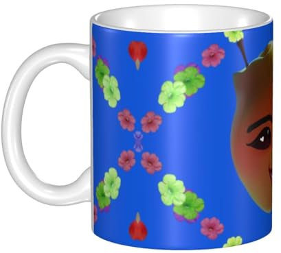 WapNo Smiley, gelbe Birne, Keramik-Teetasse, Kaffeetasse für Büro und Zuhause, mit Griff, Campingbecher, 340 ml