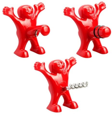 Red Happy Man Bottle Opener - GLADFRESIT - 3Pcs Funny Man Opener Wine Stoppers Funny Wine Opener Corkscrew Bar Tools Novelty Beverage Wine Corkscrew Wedding Gifts