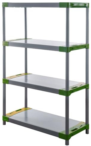 PROREGAL Kunststoffregal Big Grey Bear | Low | HxBxT 138x80x46cm | Fachlast 160kg | Grau-Grün | Plastikregal Kellerregal Lagerregal Steckregal