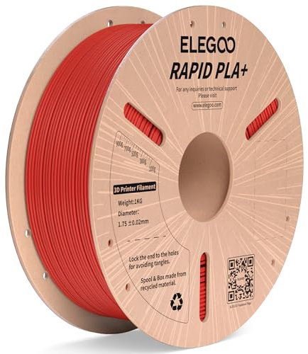 ELEGOO High Speed PLA+ Filament 1.75mm Rot 1KG, Rapid PLA Plus 3D Drucker Speedy Filament für 0-600 mm/s Hochgeschwindigkeitsdruck, Maßgenauigkeit +/-0,02mm, 1kg Spule (2.2lbs)
