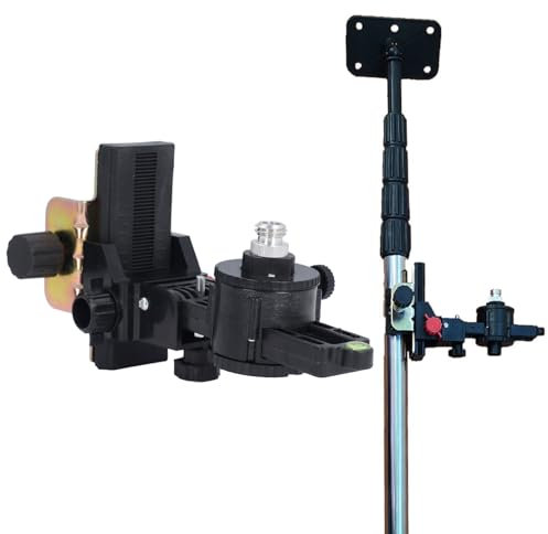 Fine Tuning Bracket Level Tool Adapter, 360 Degree Rotation Telescoping Pole Cradle Head, with Adjustable Opening Clip, for Telescopic Pole Holders