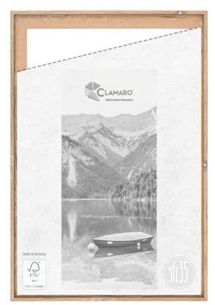 CLAMARO 'SFR35' Schattenfugenrahmen für 100x130 cm Keilrahmen | Eiche Altholz Silber | MDF-Holz Bilderrahmen für Keilrahmen Leinwände inkl. Aufhänger und Montagematerial