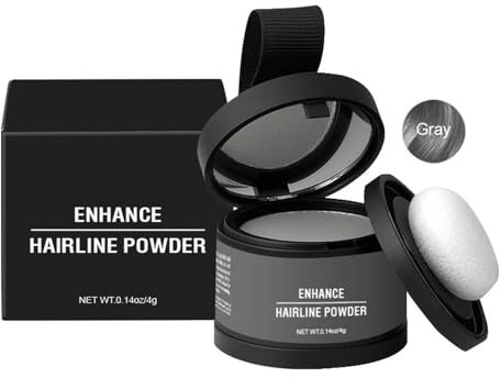 Ansatzpuder Haaransatz-Puder Haarschatten 4g wasserfestes Haar Make-up zum Ansatz kaschieren, Damen Herren Haar Concealer zur Haarverdichtung (Gray, 4g)