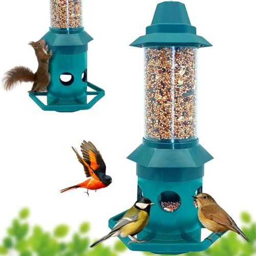 WLLKOO Bird Feeder for Outside, Squirrel Proof Bird Feeders with Weight Activated Spring, 3 Lbs Birdseed Capacity, Bird Feeders for Outdoors, Squirrel Proof Wild Bird Feeders for Outside,Green