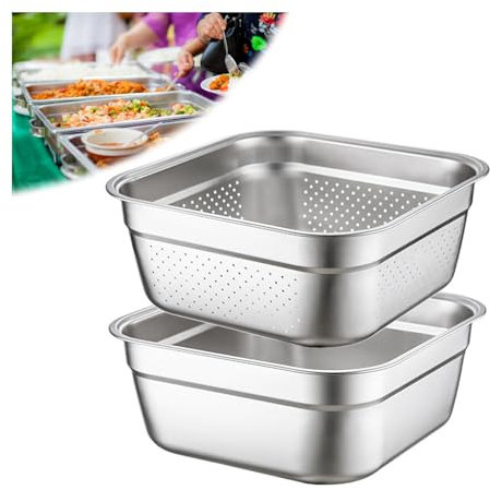 NJDQFA Zubehör Für Dampfgarer Dampfbacköfen,Edelstahl Restaurantbedarf Wiederverwendbar Dampf Hotel Wasserpfanne,Gastronormbehälter,Combination,34cm