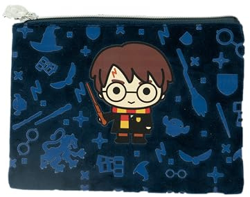 Harry Potter - Trousse Toilette Cosmétique Harry Velours - Format Voyage Avion 20x10 cm - Pochette Plate Maquillage - Accessoires Beauté - Cadeau Enfant, Adulte - Produit Officiel Poudlard