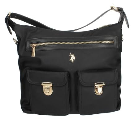 U.S.POLO ASSN. - Hobo-Tasche aus Nylon, schwarz (31 X 9 X 30 cm)