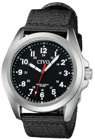 CIVO Uhren Herren Schwarz Militär: Analog Quarz Herrenuhr Militärzeit Wasserdicht - Armbanduhr Herren Nylon Armband für Sport Outdoor