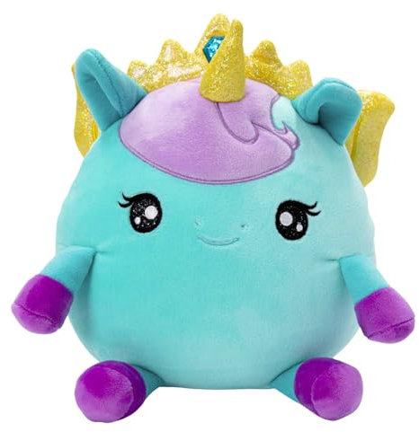 SquishPets Medium - Kuscheltier GALUPY Rainbow Unicorn Zoey, Einhorn Plüschtier 19cm mit Glitzerflügeln, Krone & Horn, zum Kuscheln und Spielen