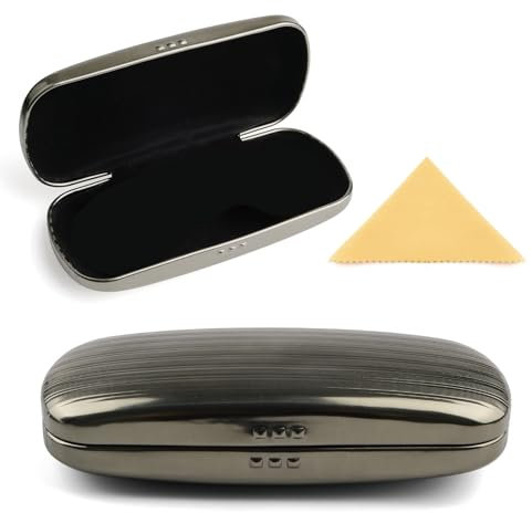 EZESO Hardcase Brillenetui, Tragbares Aluminium-Brillenetui,Leichte Kurzsichtigkeit Svchützende Brillenetuis für Männer und Frauen (Grau)