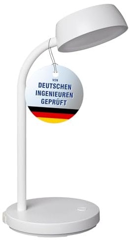 Maul Schreibtischlampe LED MAULabby | Kleine Schreibtischlampe mit Standfuß | Moderne Tischlampe für Schreibtisch, Büro | Flexible LED Lampe mit 3000K warmweißem LED Licht | Weiß