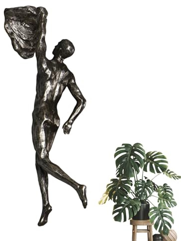Xujuika Kletternde Männer Kletter Figuren Deko, Klettern Männer Wand Deco, Kletterfigur Am Seil Aus Harz, Klettermann Wandskulptur, Kletterfiguren Deko Für Kunstdekoration, Einzigartige Geschenke