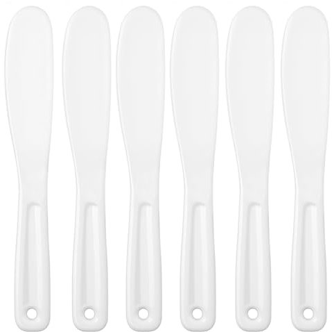 Ymapinc Lot de 6 spatules réutilisables en plastique pour masque, crèmes, mélange, soins de la peau ou grattage, brosse pour le visage (21 x 3 cm)