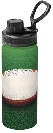 POEZJZW Bouteille d'eau isotherme en acier inoxydable avec ballon de rugby Blanc 532 ml