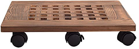 SRFTT Support de jardinière Mobile en Bois Robuste avec roulettes, carré, capacité de Charge 50 kg, pour intérieur et extérieur, sur roulettes, pour terrasse ou Pot de Fleurs