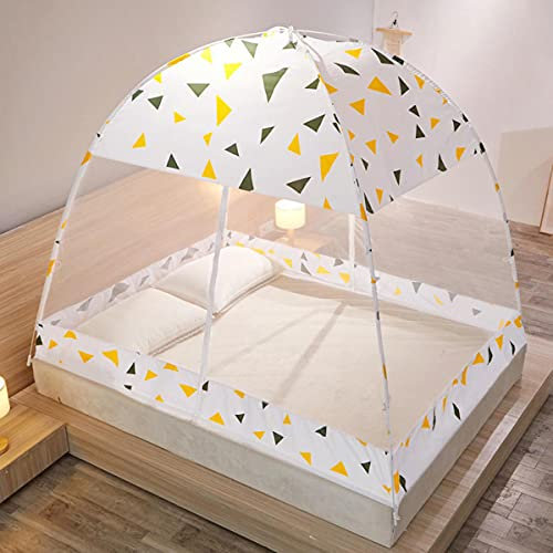 GAOBINGB Pop-Up-Moskitonetz, Faltbarer Betthimmel, Polyestervorhänge Anti-Moskito-Universal-Campingzelt für Einzelbett Doppelbett Kostenlose Installation, Dreieck, 180 * 200 cm