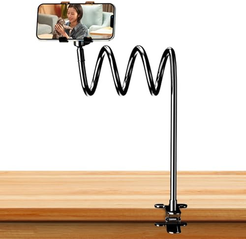 Sghtil Telefonhalterung für Nachttisch | Halterung mit langem und flexiblem Arm, Klemme zur Montage für Telefon – für Tablet, Videoaufnahme, Schreibtisch, Wand, Sofa, Sessel, neigbar