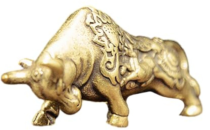NVOQILIN Messingfigur Glück, Stierkampf, Heimdekoration, Metallkuh, Tier, Miniatur-Figur, Glück, Reichtum, Kettenanhänger, Ornament