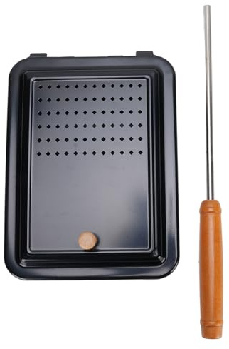 SUNGOOYUE Popcornmaschine, Manuelle Popcorn-Grillschale aus Eisen mit Holzgriff für Camping-Hinterhof und Familientreffen