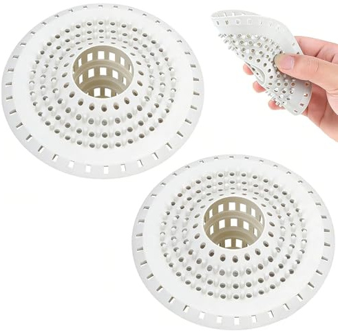 KNUIUYY 2 Pcs Protection de Drain de Silicone, Silicone Attrape Cheveux Douche, Filtre Evier Anti-colmatage, Filtre Cheveux Douche pour Douche, Baignoire et Cuisine (Blanc)