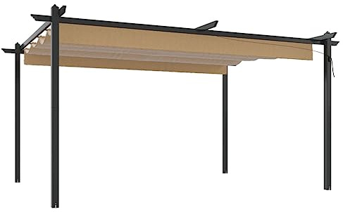 Pergola de Jardin, Tonnelle de Jardin avec Toit rétractable 4x3 m Taupe