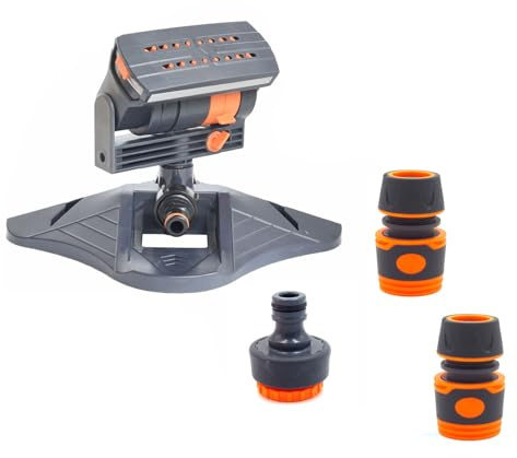 MALSSE Aspersor oscilante automático multiusos con rango de pulverización ajustable, adecuado para jardines, entradas y patios, limpieza de aspersores al aire libre
