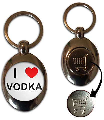 I Love Heart Vodka - £1/€1 Metal Shopping Coin Token Key Ring