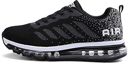tqgold Sportschuhe Herren Damen Laufschuhe Turnschuhe Sneakers Leichte Schuhe (Schwarz,44 Größe)