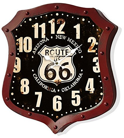 SOLO MOBILI Orologio da Parete Route 66 Nero e Rosso 40 x 36 x 6 cm