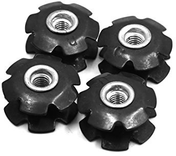 sourcing map 4 Stücke Metall MTB Fahrrad Radfahren Fahrrad Flanged Headset Sternmutter für 28,6 mm Gabel