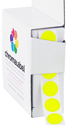 ChromaLabel - Klebepunkte zur Kennzeichnung - versehen mit Permanentkleber - farbig - 1,3 cm (1/2“) Durchmesser - 1000 Stück pro Spenderbox - Neongelb