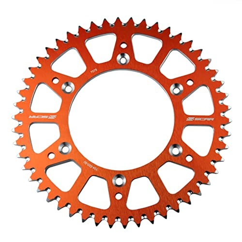 SCAR Aluminium Kettenrad kompatibel mit KTM SX/SXF/EXC/EXCF 125 150 250 300 350 450 500 93-26, Orange - 51 Zähne