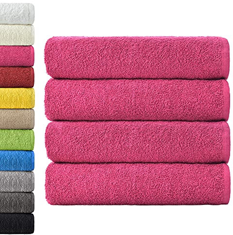 NatureMark 4er Pack Duschtücher, Größe 70x140cm, Pink, 100% Baumwolle