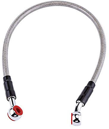 Tubazione flessibile olio freno, 45 / 90cm Tubo flessibile olio freno universale per moto Tubazione tubo carburante Raccordo in acciaio inossidabile intrecciato(45C rigio)