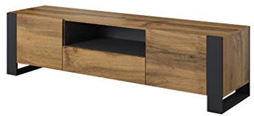 BIM Furniture NUNKI Meuble TV bas en chêne Anthracite 180 cm