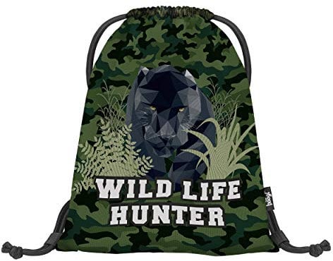 Baagl Turnbeutel für Junge, wasserdichte Schuhbeutel für Kinder, Schule und Kindergarten Sportbeutel, Sportrucksack, Gymsack (Panther)