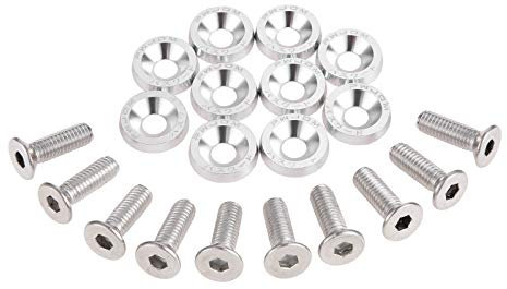 Mtsooning 10 Stück Universal M6 x 20 JDM Auto Schrauben Aluminium Stoßfänger Unterlegscheibe Unterlegscheib