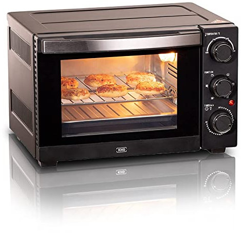 KHG Minibackofen MBO-15S in schwarz mit Umluft, Ober-/Unterhitze, 15l Garraum, Brotbackofen, inkl. 6 Funktionsstufen, Timer, Innenbeleuchtung, Backblech, Entnahmegriff, Grillrost
