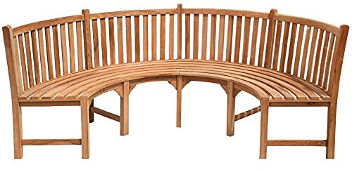 Teako Design Parkbank Gartenbank Rundbank Rom Teak Massivholz Verschiedene Größen (Durchmesser 240 cm 180°)