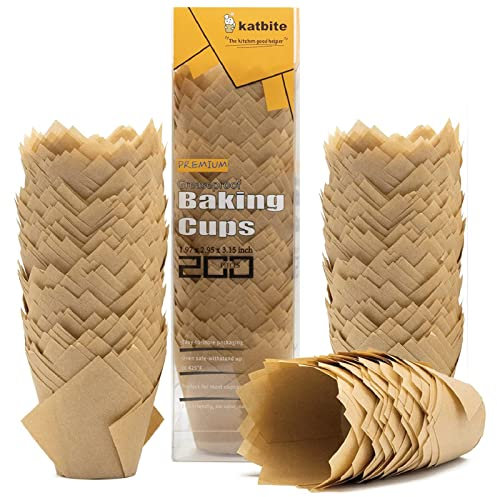 katbite Muffinförmchen aus Fettdicht Papier für Hochzeit, Geburtstag, Party (Braun)