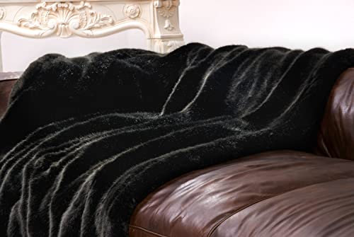 Wohnen & Accessoires GmbH & Co. KG Luxuriöse Felldecke Zobel schwarz - 5 Größen - 150 x 200 cm bis XXL Kunstfell Webpelzdecke Felloptik (260 x 300 cm)