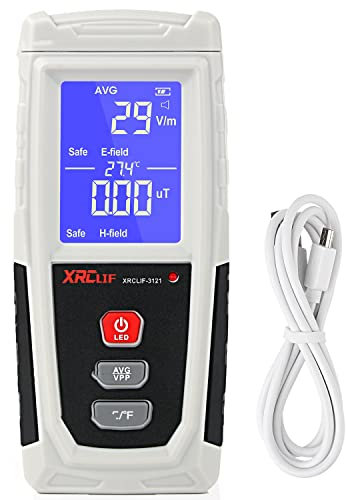 EMF Messgerät, XRCLIF Digitaler elektromagnetischer Strahlungsdetektor, Handheld EMF Tester für Zuhause/im Freien, Geisterjagdausrüstung, Elektrischer Feld-/Magnetfeldmonitor mit LED & Tonalarm