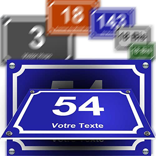 Grande plaque PVC numéro maison décorative - pour rue, garage, porte, et boite aux lettres - collection classique : 2 lignes personnalisables