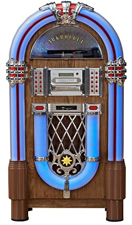 Arkrocket Taurus II Oak Jukebox: Wooden Retro Music Player with Bluetooth, USB, CD, SD, FM Radio, Aux & RCA Outputs
