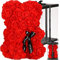 SPRINGOS Teddybär aus Rosen Rosenbär in Geschenkbox mit Schleife Kunstblumenfigur Höhe 25 cm rosenbär mit Herz rosenteddy bär